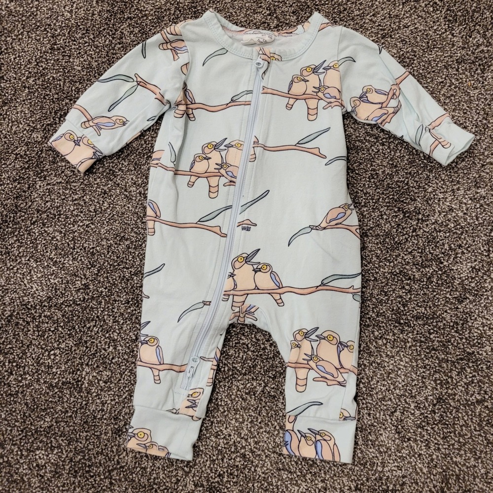 Peter Alexander Baby Kookaburra Print Pajamas 0/3 Months Organic Cotton